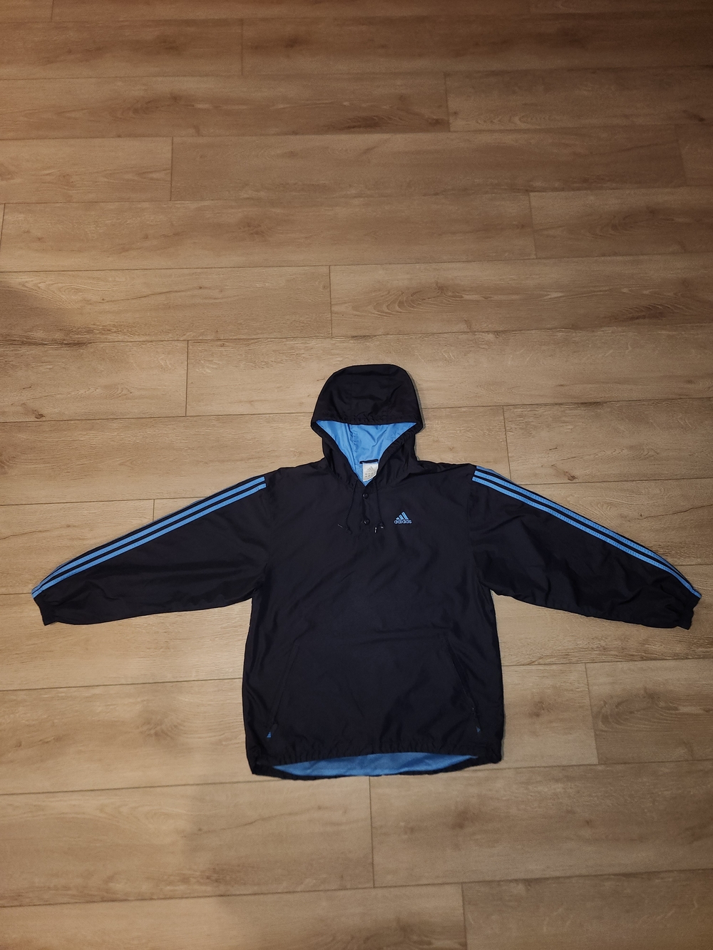 Vintage Y2K Adidas Hoodie Windbreaker Embroidered Logo Mens Medium Button Closur